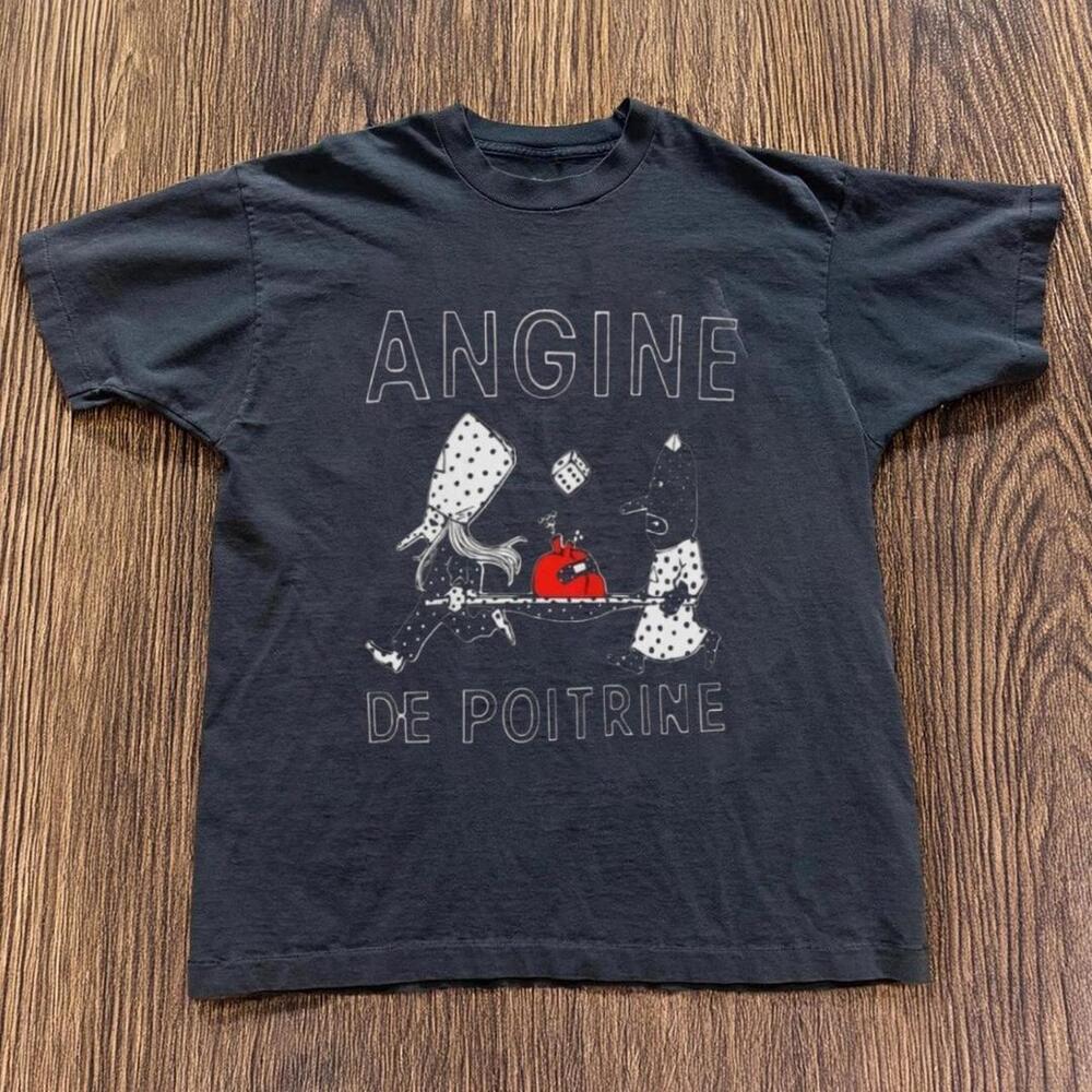 Gildan Men T-Shirt, Angine De Poitrine Black Graphic Tee
